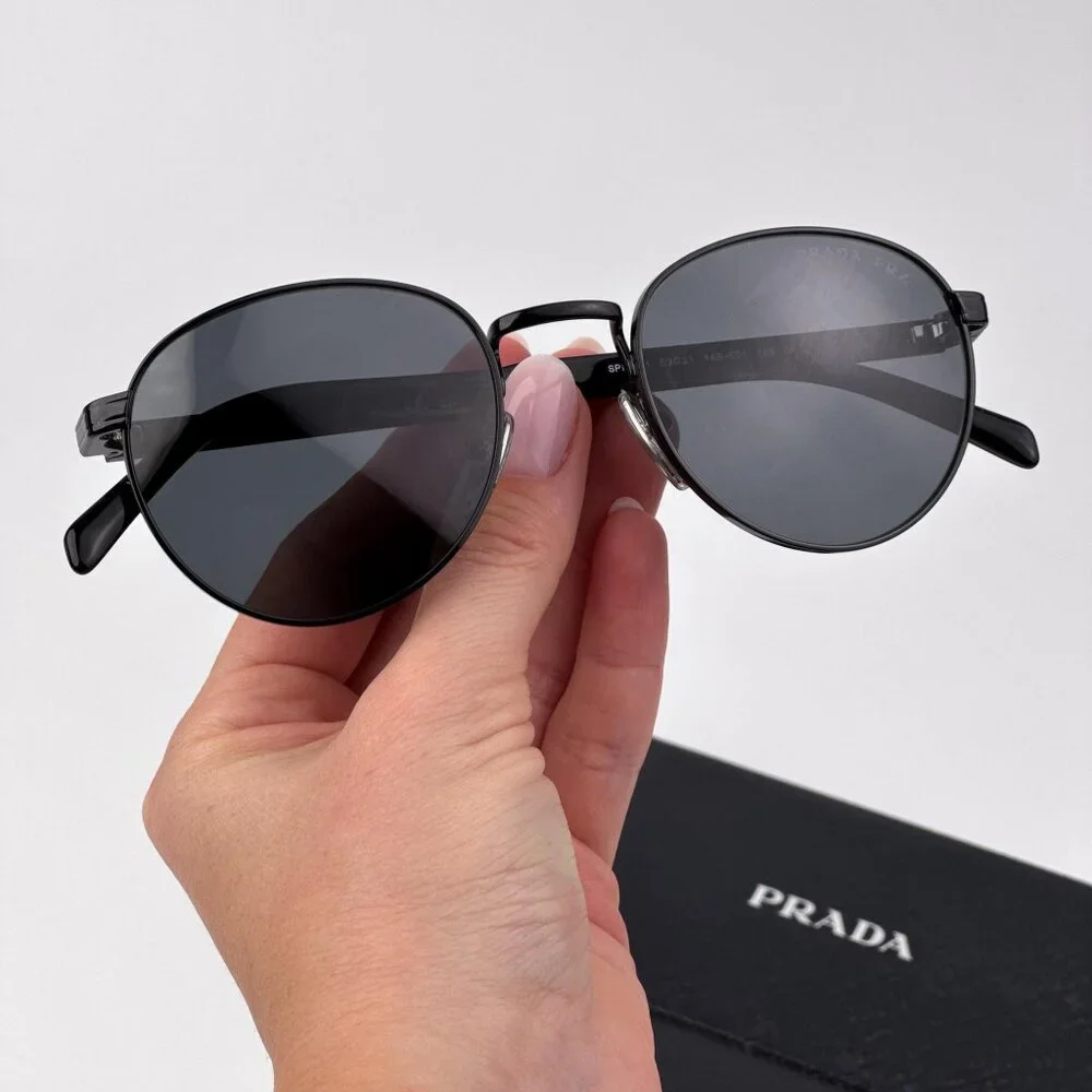 Prada PRB51S Polarized Sunglasses – Black Round Frame | Model 1AB5Z1